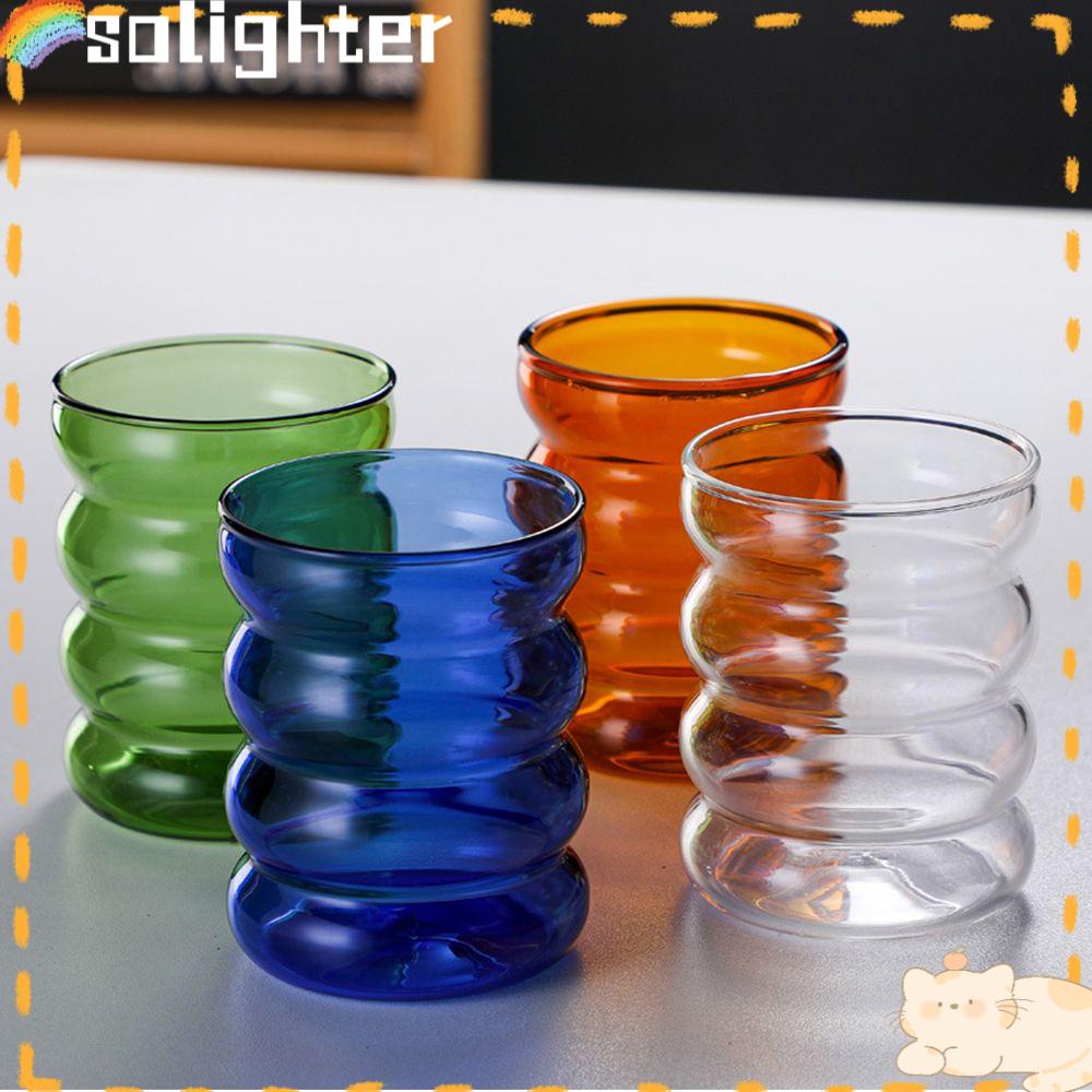 Solighter Gelas Kaca Creative Tahan Panas Ripple Drinkware