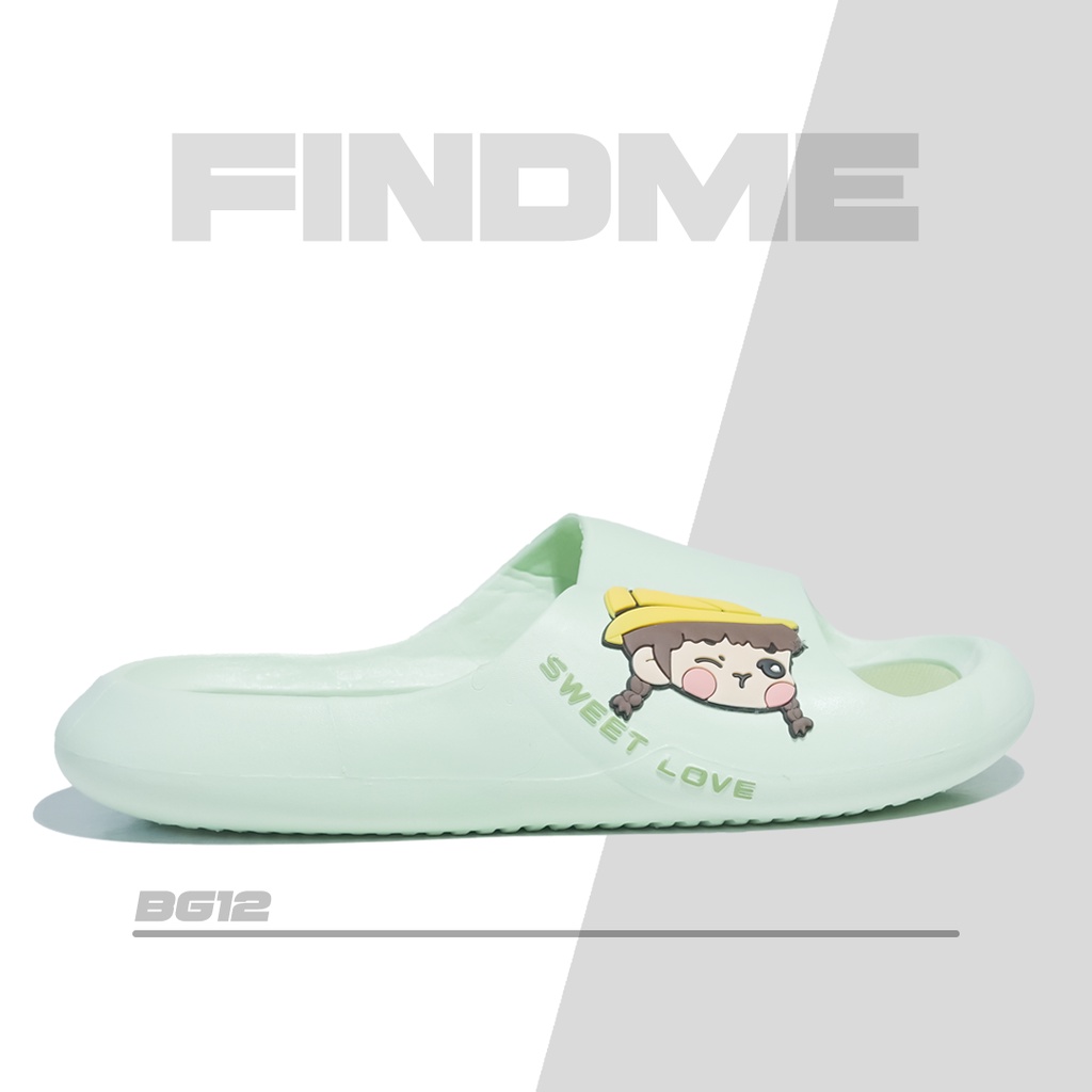 SANDAL WANITA PRIA HIASAN GAMBAR BOY GIRL KEKINIAN COMFY BAHAN RUBBER IMPORT BG12