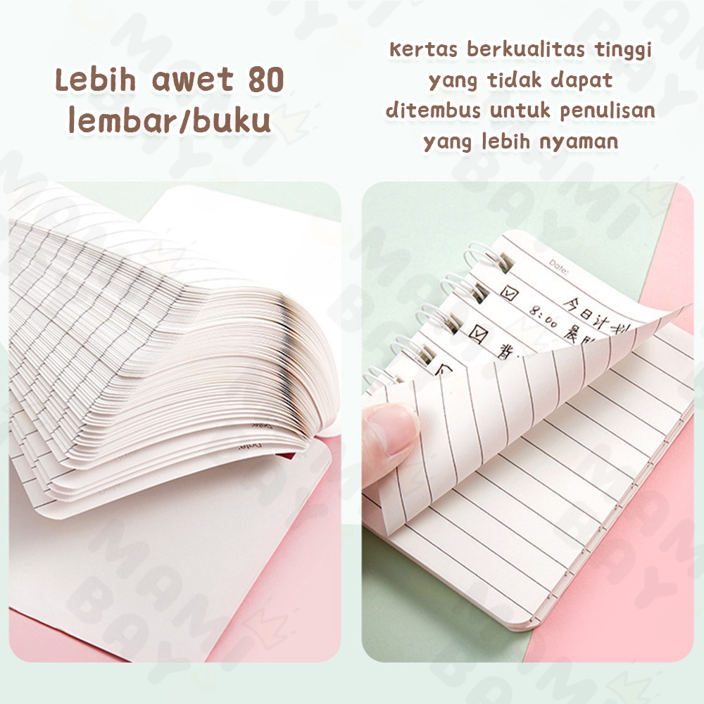 Mamibayi Buku Catatan Notebook Ring Motif Lucu Buku Tulis Ring Mini