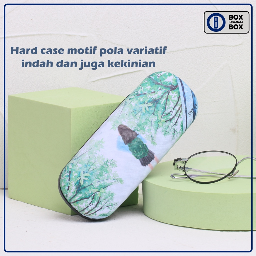 Box / Tempat Kacamata Hard Case Free Lap Motif Karakter Pohon Bahan Kokoh / Tempat Kacamata Cepuk Magnet  CC5