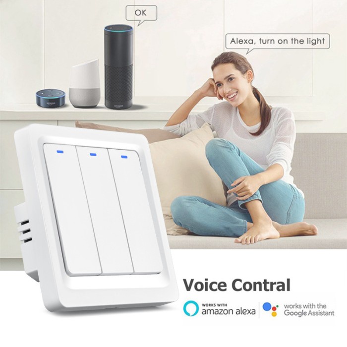AMC Tuya Smart Switch EU Saklar Lampu Rumah Pintar Wi-Fi Tombol Tekan Aplikasi Smart Home / Tuya