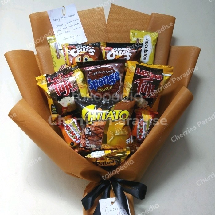 

Buket/bucket snack wisuda sidang sempro murah CHERRIE'S BOUQUET - random