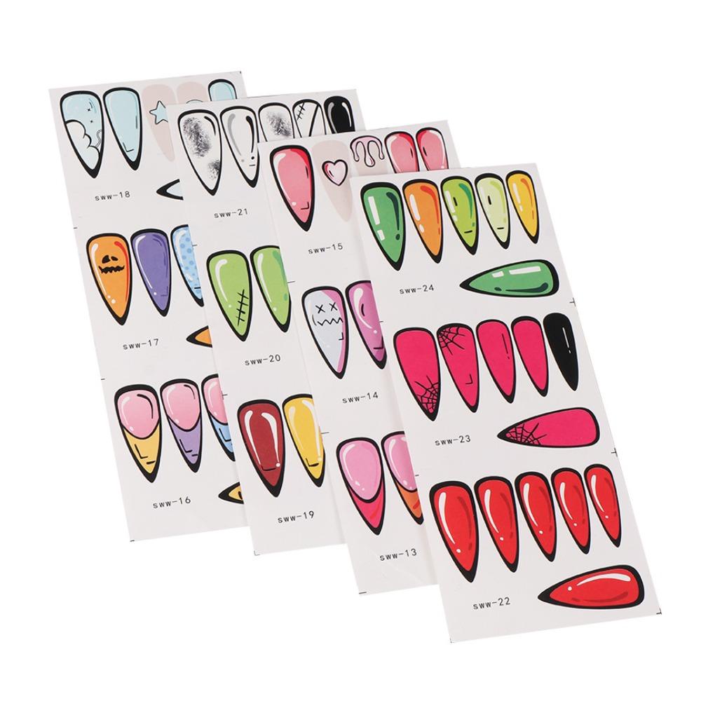 Mxbeauty Stiker Kuku Komik Wanita Perekat Diri Api Api Api Api Cinta Hati Semu Stiker Stereo Penuh Penutup Dekorasi Nail Art