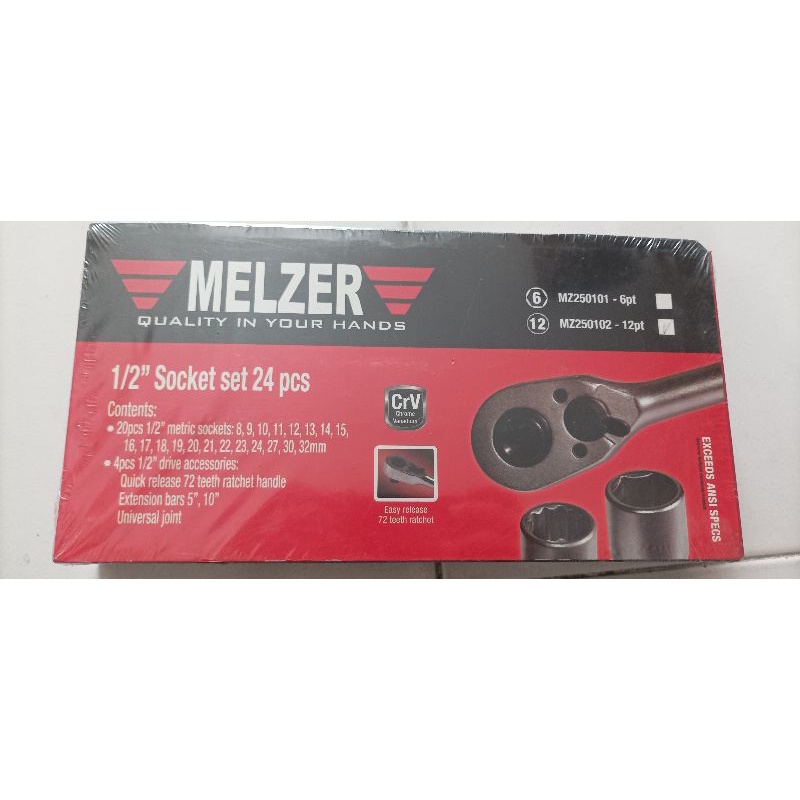 Kunci Sock Socket Sok Set 1/2 inch set 24 pc - 8-32mm - Melzer