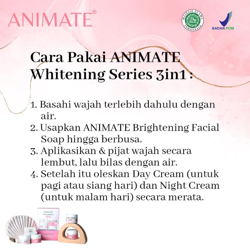 Animate Whitening Series 3in1  - Paket Skincare Wajah - Skincare Glowing