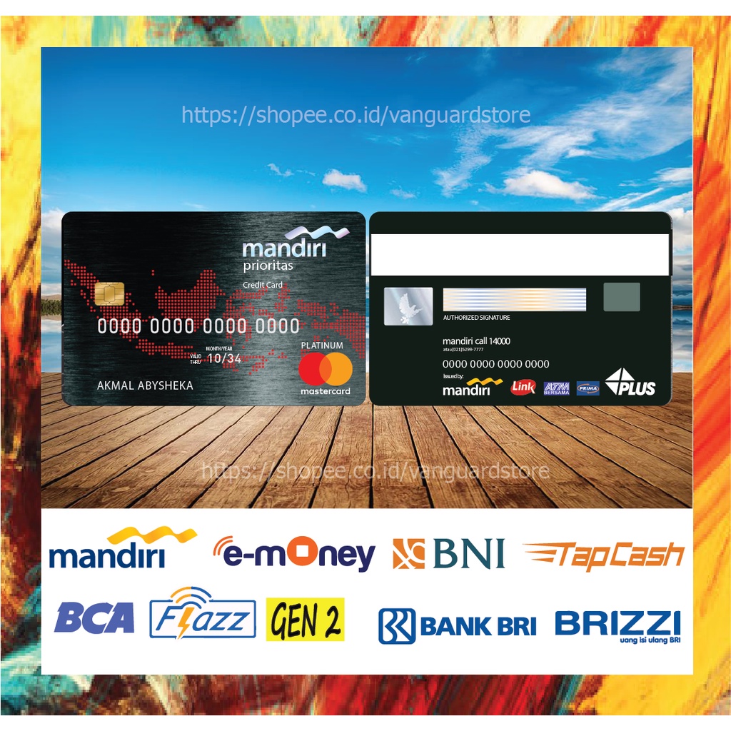 KARTU E MONEY E TOLL KARTU MANDIRI MASTERCARD PETA INDONESIA DEBIT CREDIT EMONEY MANDIRI FLAZZ BCA BNI TAPCASH BRIZZI BRI - 2 SISI