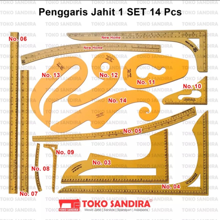 

Penggaris Pola Jahit Set Isi 14/Penggaris Komplit/Penggaris 1 Set
