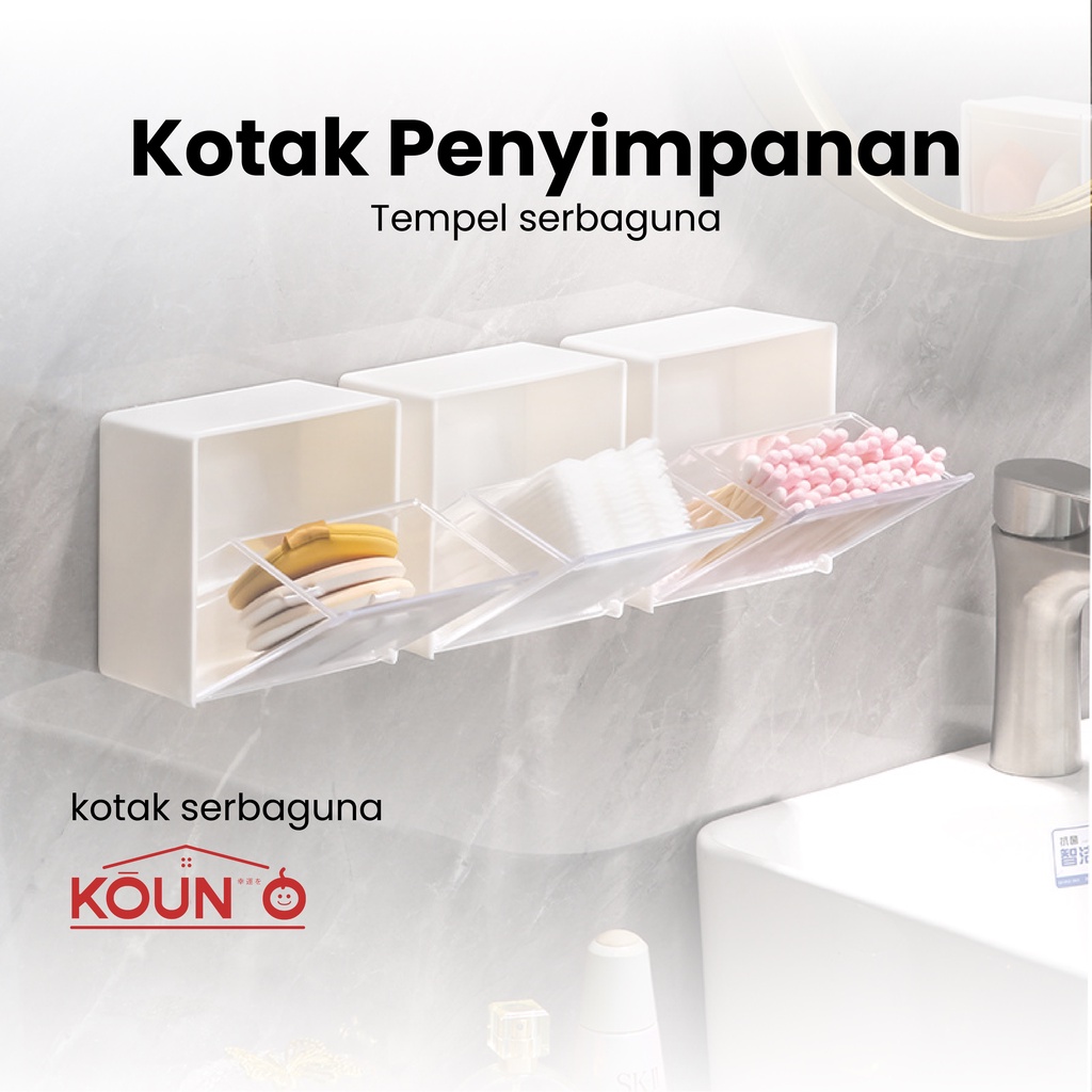 Kotak Make Up Kosmetik Benda Kecil Model Tempel Dinding Serbaguna Kotak Penyimpanan Kapas Tempat Cotton Bud Organizer Serbaguna Mini Anti Air