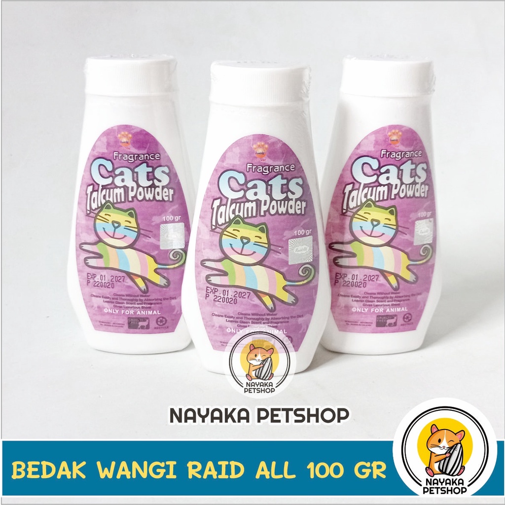 Bedak Wangi Hamster 100 gr Parfum Kucing Pewangi Hewan Cat Talcum Powder Fragrance Raid All