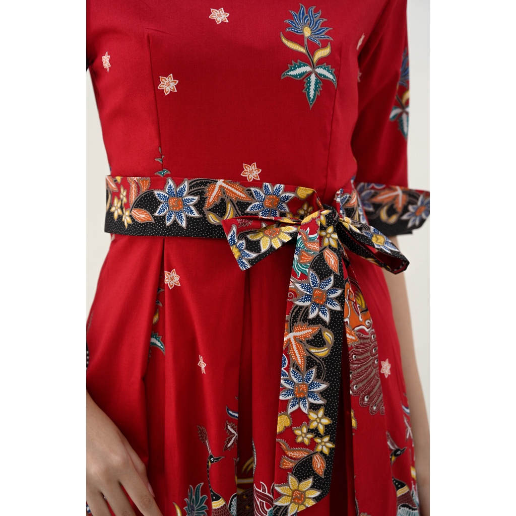 Dress Batik 263 BBC Red/ Batik Wanita Modern/ Seragam Batik