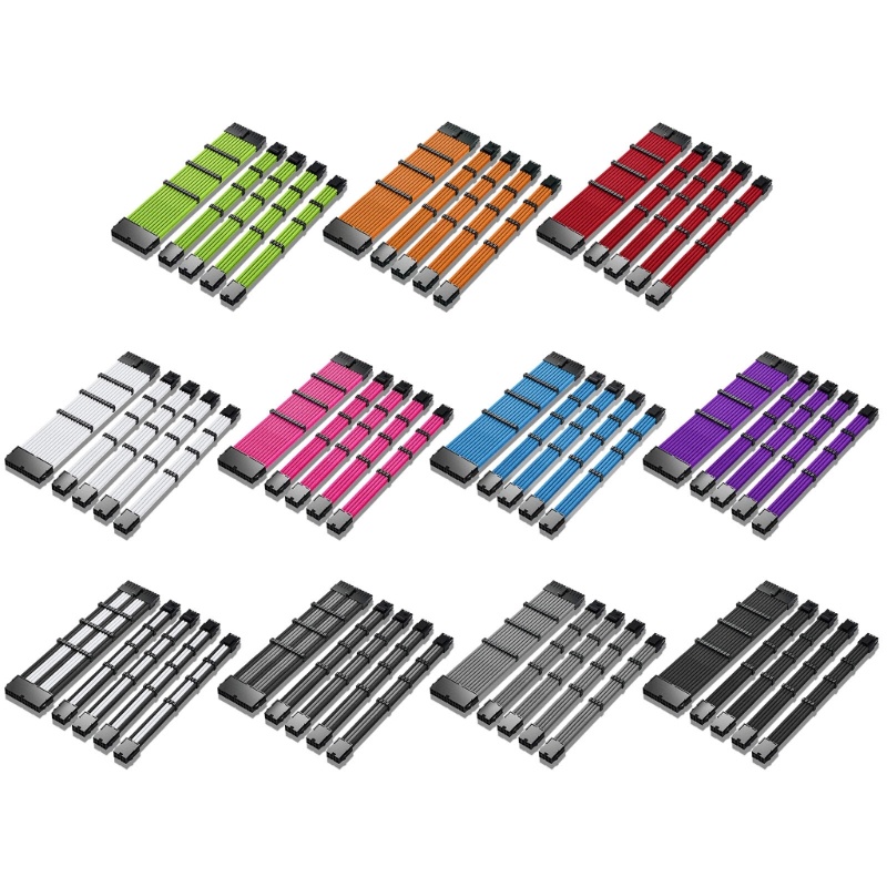 Kit Kabel Power Ekstensi PSU btsg 18AWG Lengan 1xATX 24Pin 2xCPU 8Pin 2xPCIE 8Pin