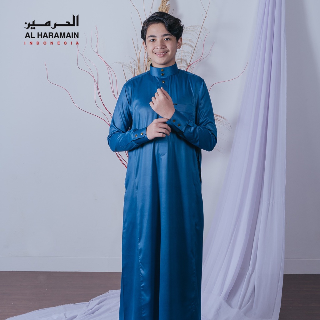 (TANPA BOX) AL Haramain Jubah / Gamis Remaja Premium Manset (07) | Hitam | Putih | Navy | Coklat Tua