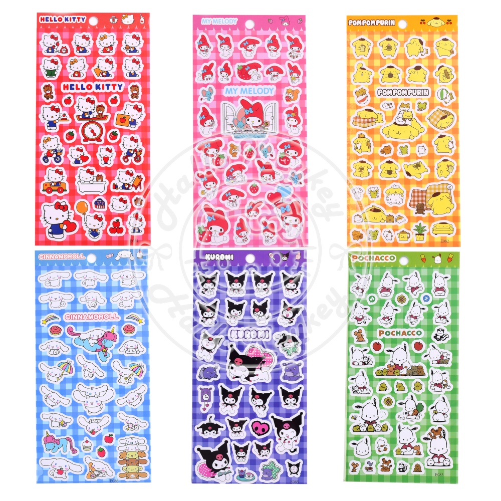 

stiker kitty melody kuromi cinnamoroll pompurin pochacco sanrio korea