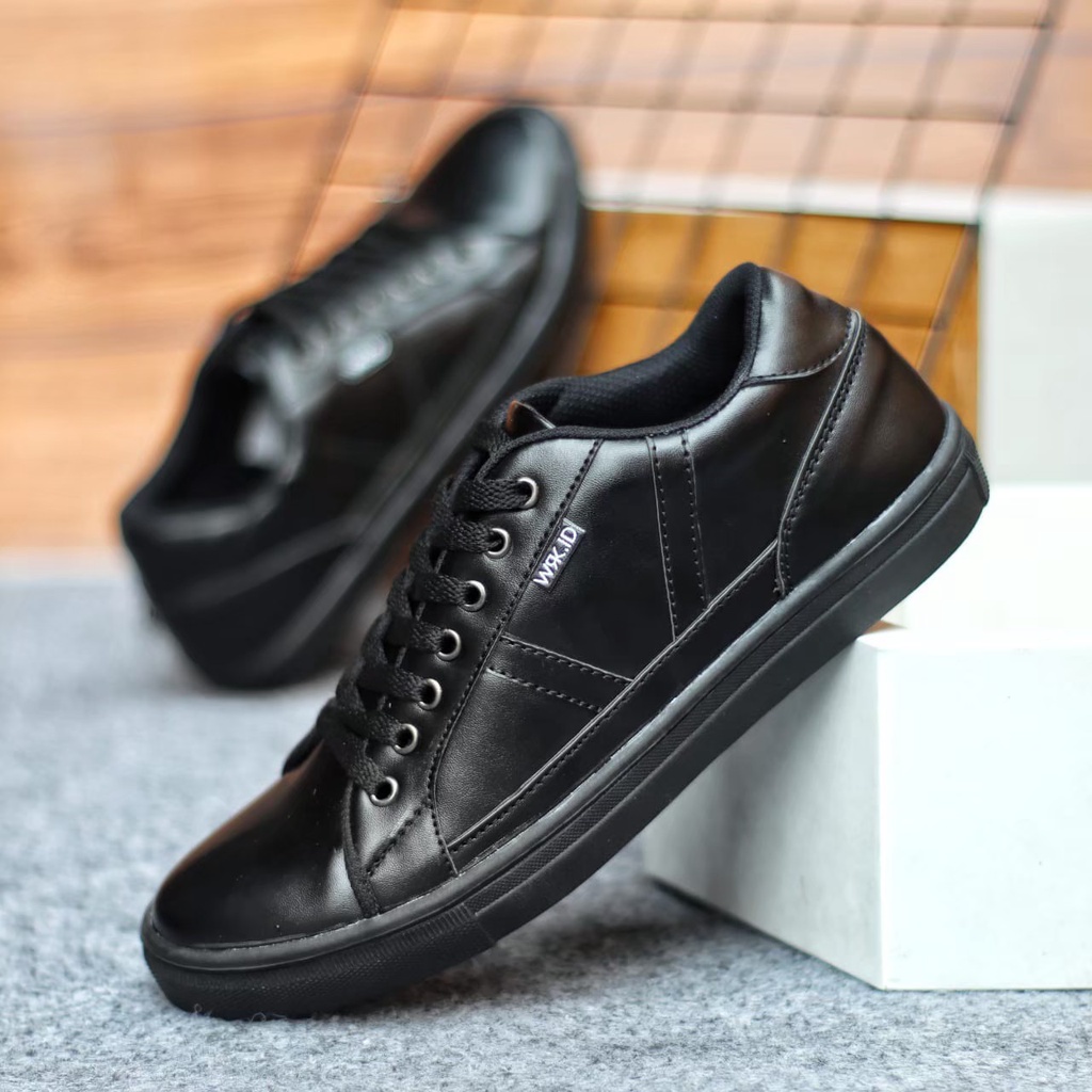 BURAY X Sepatu Formal Casual Pria Sneakers Hitam Putih Kasual Kulit Pu Kekinian Kerja Kantor Kuliah Sekolah Kantor Fashion Trandy Shoes Terbaru