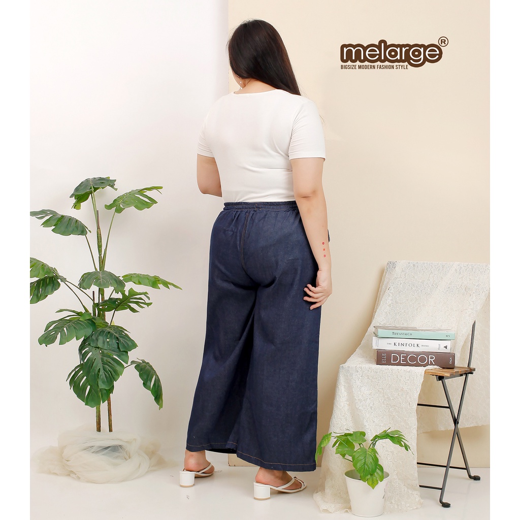 MELARGE - Celana Kulot Daily Kulot Jumbo Bigsize Celana Denim Wanita Jumbo Highwaist Jeans Bigsize