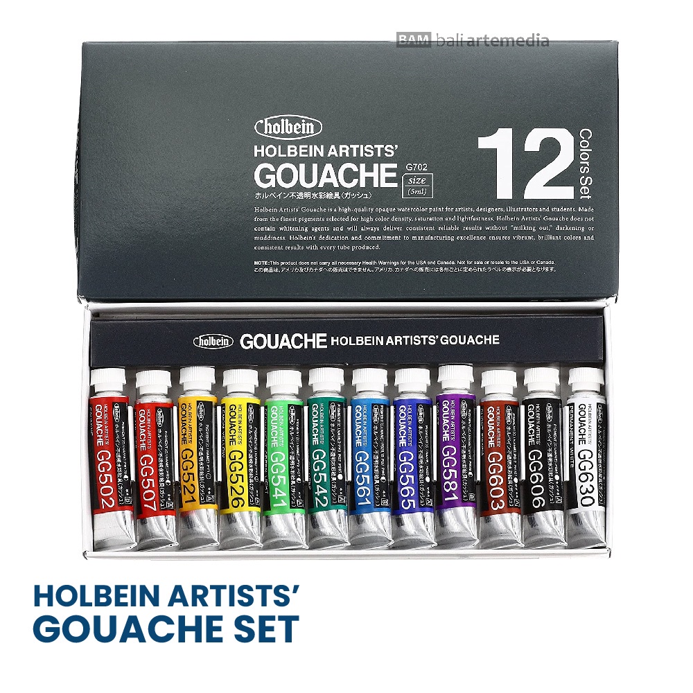 Holbein Artists' Gouache Set - Set of 12, 5 ml tubes