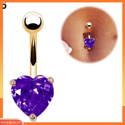 [oneworld] Wanita Pusar Cincin Perut Berlian Imitasi Tombol Bar Jantung Bintang Tubuh Tindik Perhiasan