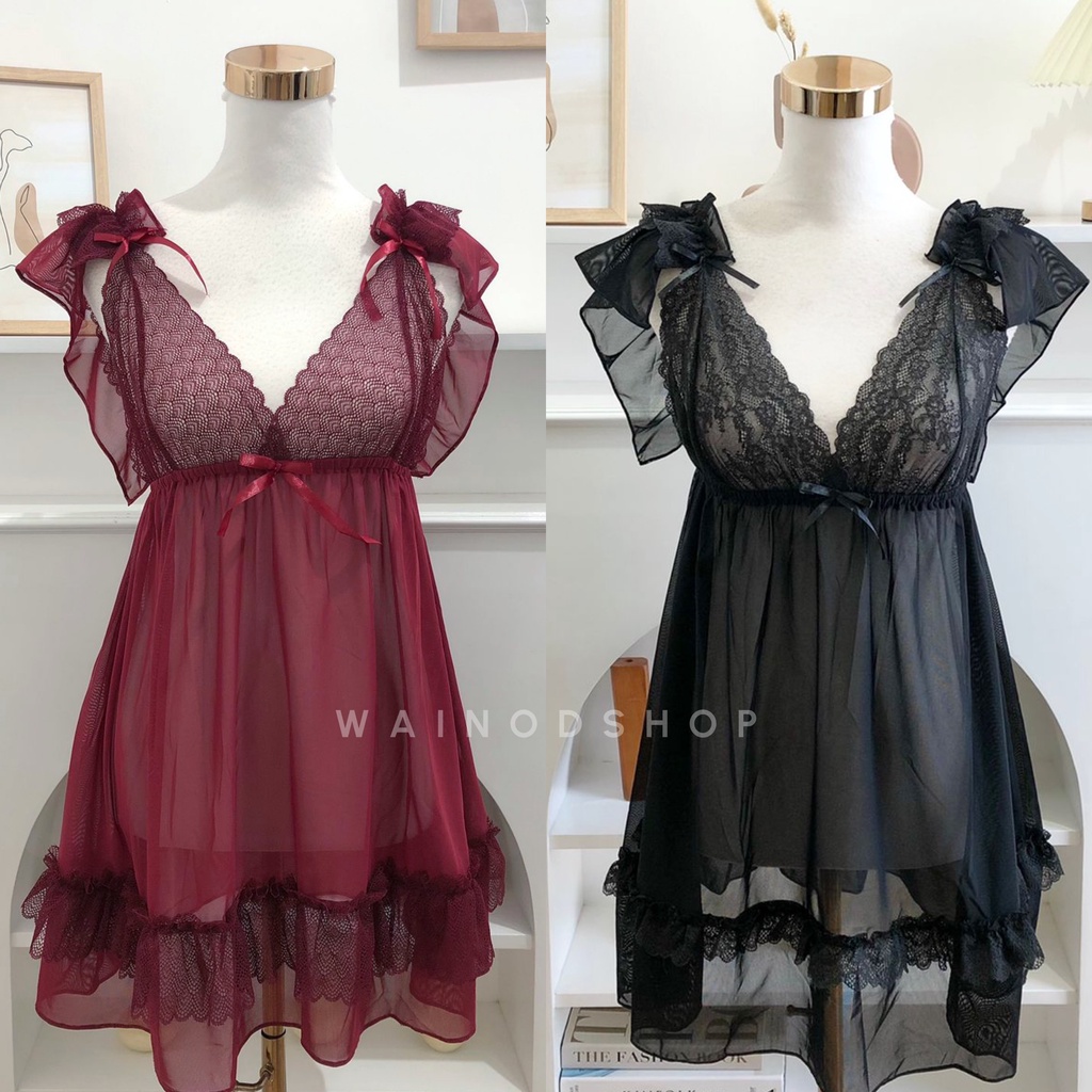 CLAIRE S-7XL lingerie dress transparan &amp; non transparan - WAINODSHOP