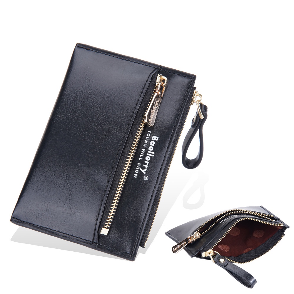 DOMPET WANITA BAELLERRY IMPORT REMAJA KEKINIAN SIMPLE KOREA BRANDED BATAM ORIGINAL KULIT HITAM MASSINI WA642B5 SLOT KARTU RESLETING UANG KOIN KECIL PREMIUM