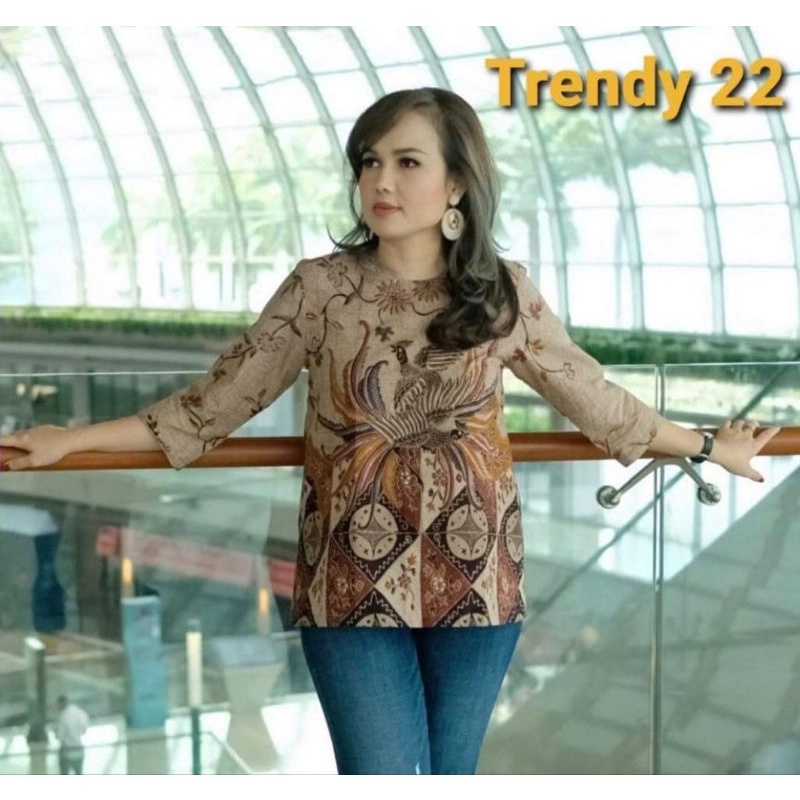 BLOUSE BATIK WANITA BISA BUAT KERJA LAPIS FURING TRIKOT KAIN HALUS MURAH