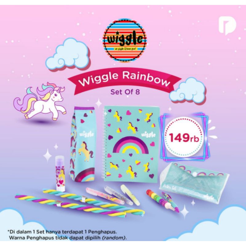 

Set Alat Tulis Anak Tema Pelangi & Unicorn - Wiggle Rainbow Set