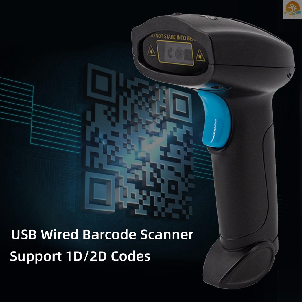 [MMOI] 1d/2d Barcode Scanner Handheld USB Wired Bar Code Reader Pemicu Manual/Pemicu Otomatis Pemindaian Mendukung Kode Kertas Kompatibel Dengan Windows Android Mac Untuk Supermarket Retai