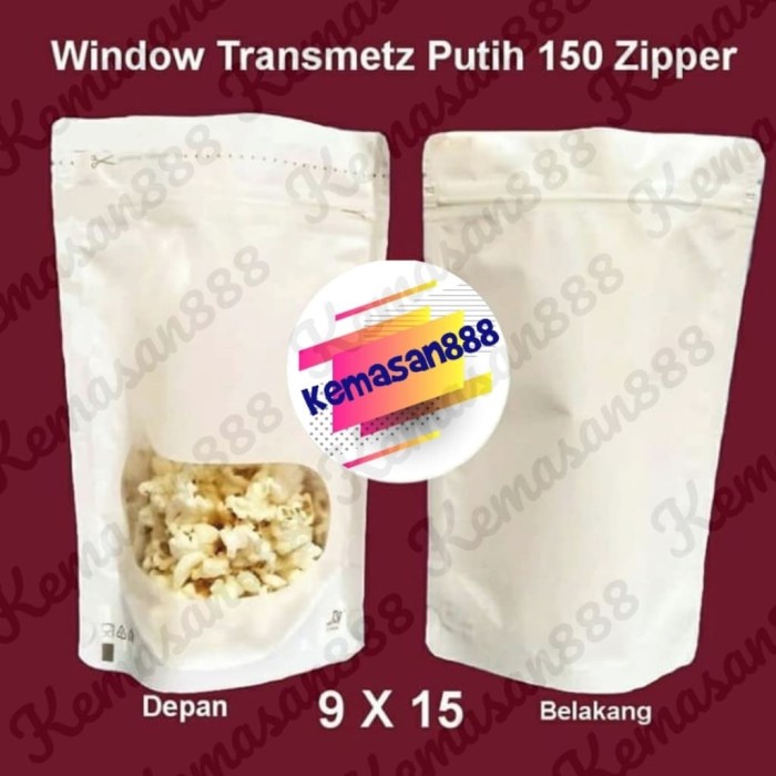 

Terlaris ✨ - Standing Pouch Window Transmetz Putih 150 Zipper. Kemasan Kopi 2.1.23