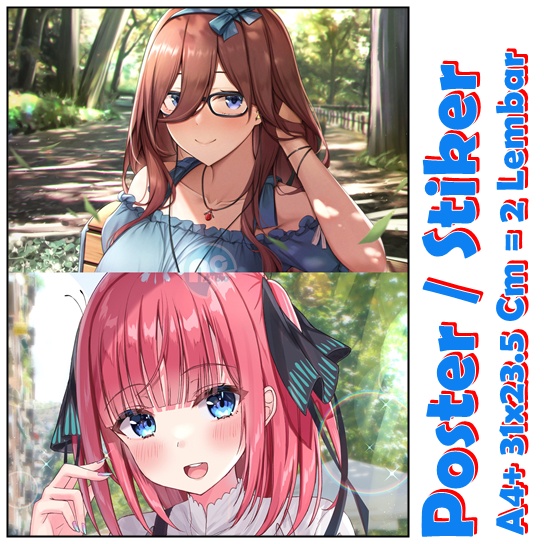 Poster / Sticker A4 Go-toubun no Hanayome Nino Yotsuba Ichika Miku itsuki Anime a3 a3+ a4  rumah wal