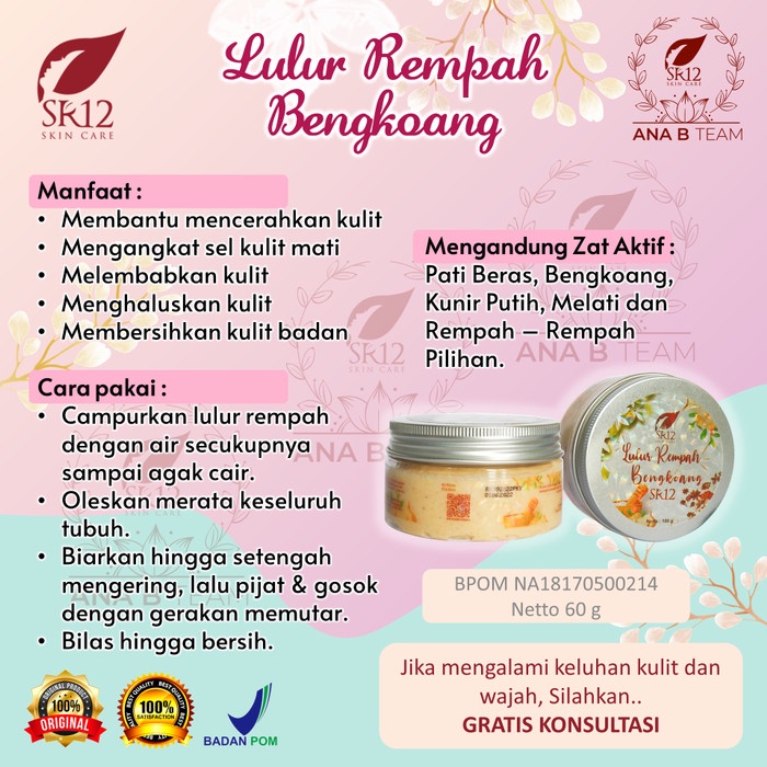 

Terlaris ✨ - Lulur Rempah Bengkoang SR12 BPOM - Harga Distributor 2.1.23