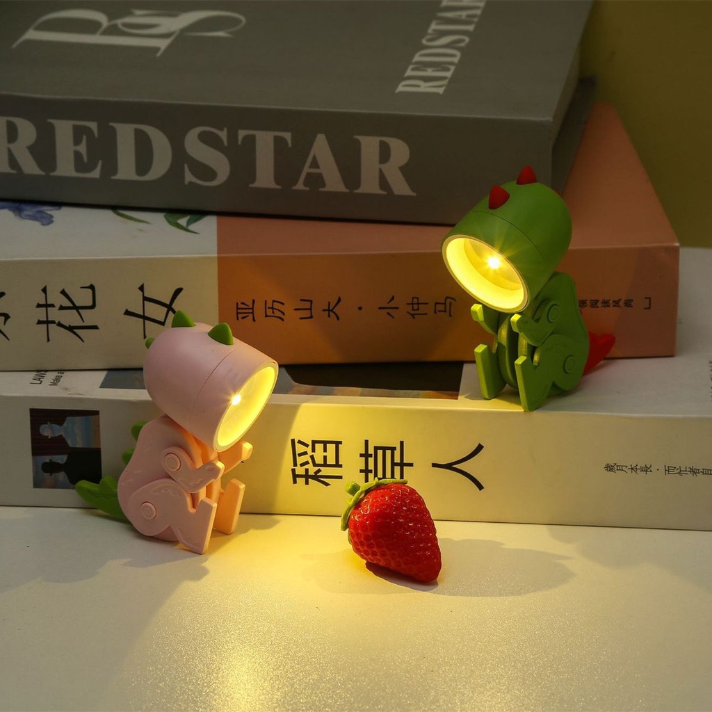 Baru DIY Kartun Mini Lampu Malam Lucu Dekorasi Desktop Lipat Ins Lampu Meja Dinosaurus Mini Night Light