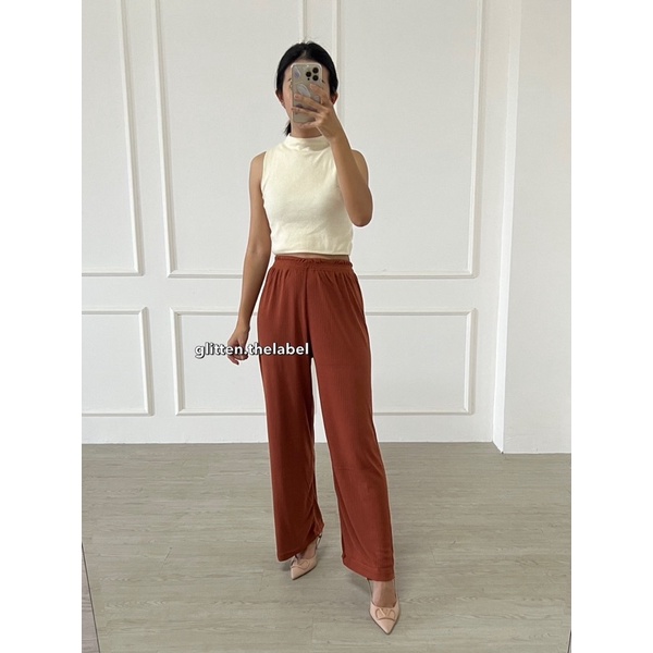 Celana Kulot Rib Knit Panjang / Knit Cullote/ Celana Kulot / Knit Pants