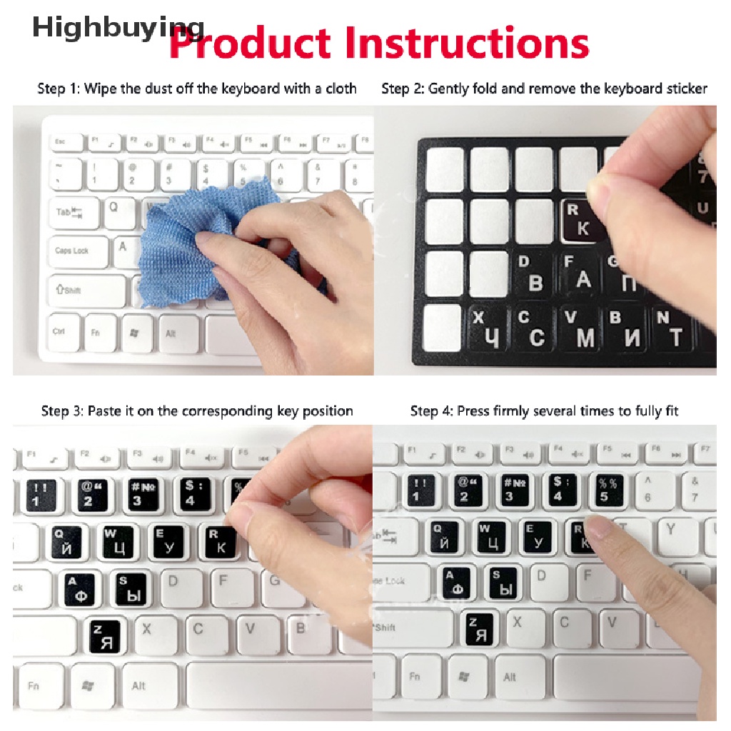 Hbid Stiker Alfabet Keyboard Laptop/Desktop Ibrani Putih Di Background Transparan Glory