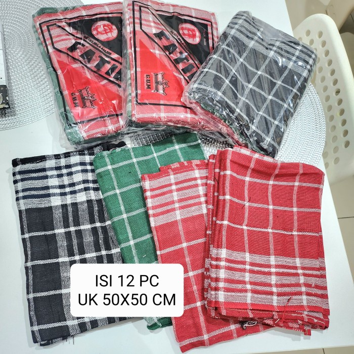 LANGSUNG DARI PABRIK LUSINAN 12pc Kain Lap Piring Serbet Dapur GARIS 4