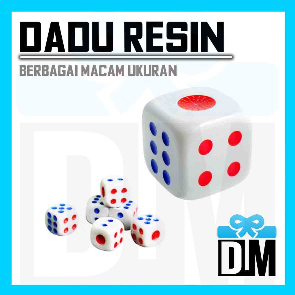 Dadu Resin Kocok Dadu Merah Biru Angka 1 Sampai 6 Kecil Sedang Besar