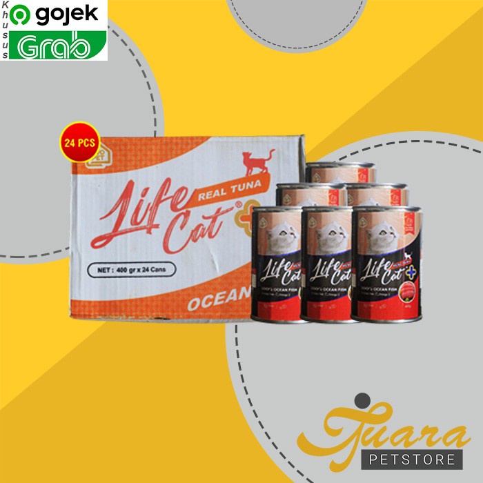 GOSEND Makanan Kucing Life cat Plus Wet Food Kaleng Dus 24Pcs 400gr