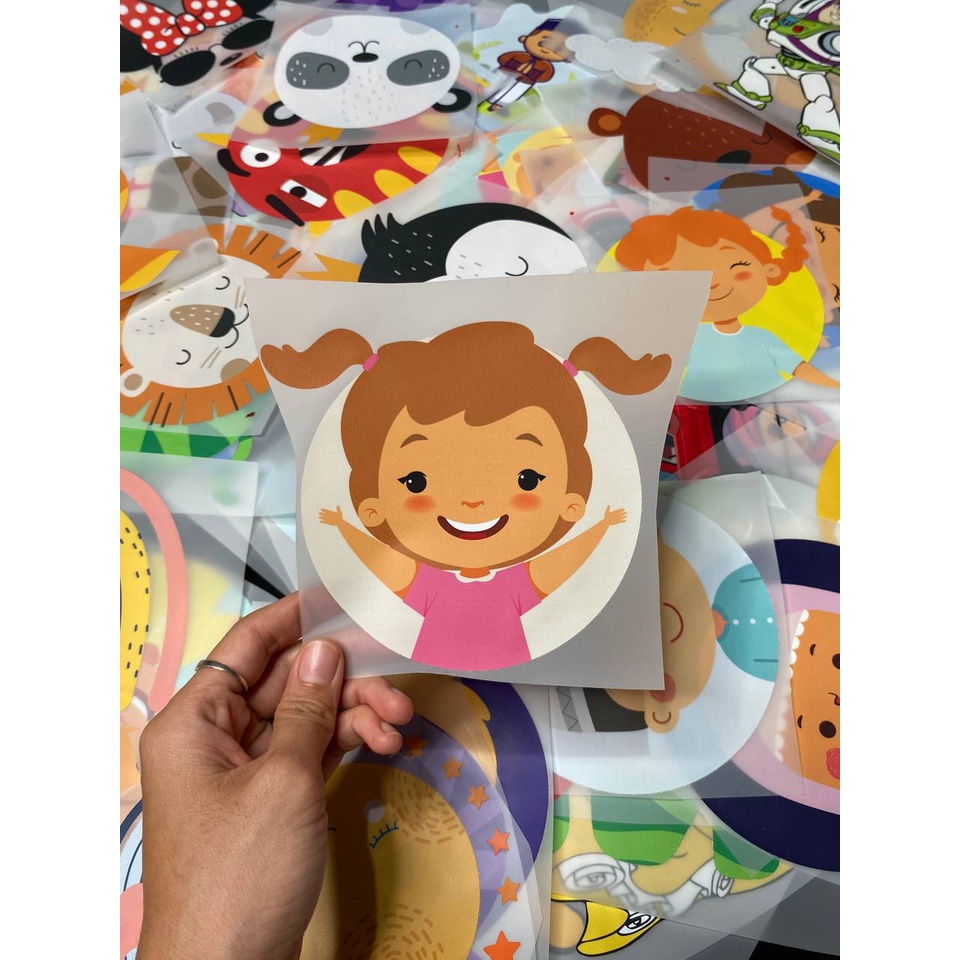 SABLON SETRIKA SABLON DTF PRINTING TEMA KARTUN KARAKTER ANAK PEREMPUAN