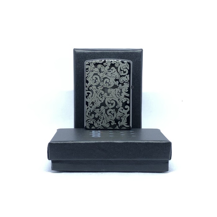 Zippo Black Ice Motif Batik Full Casing Zippo Custom Laser Premium