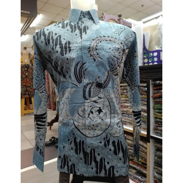 KEMEJA BATIK PRIA MOTIF BURUNG BABYBLUE BAHAN DOBBY PREMIUM