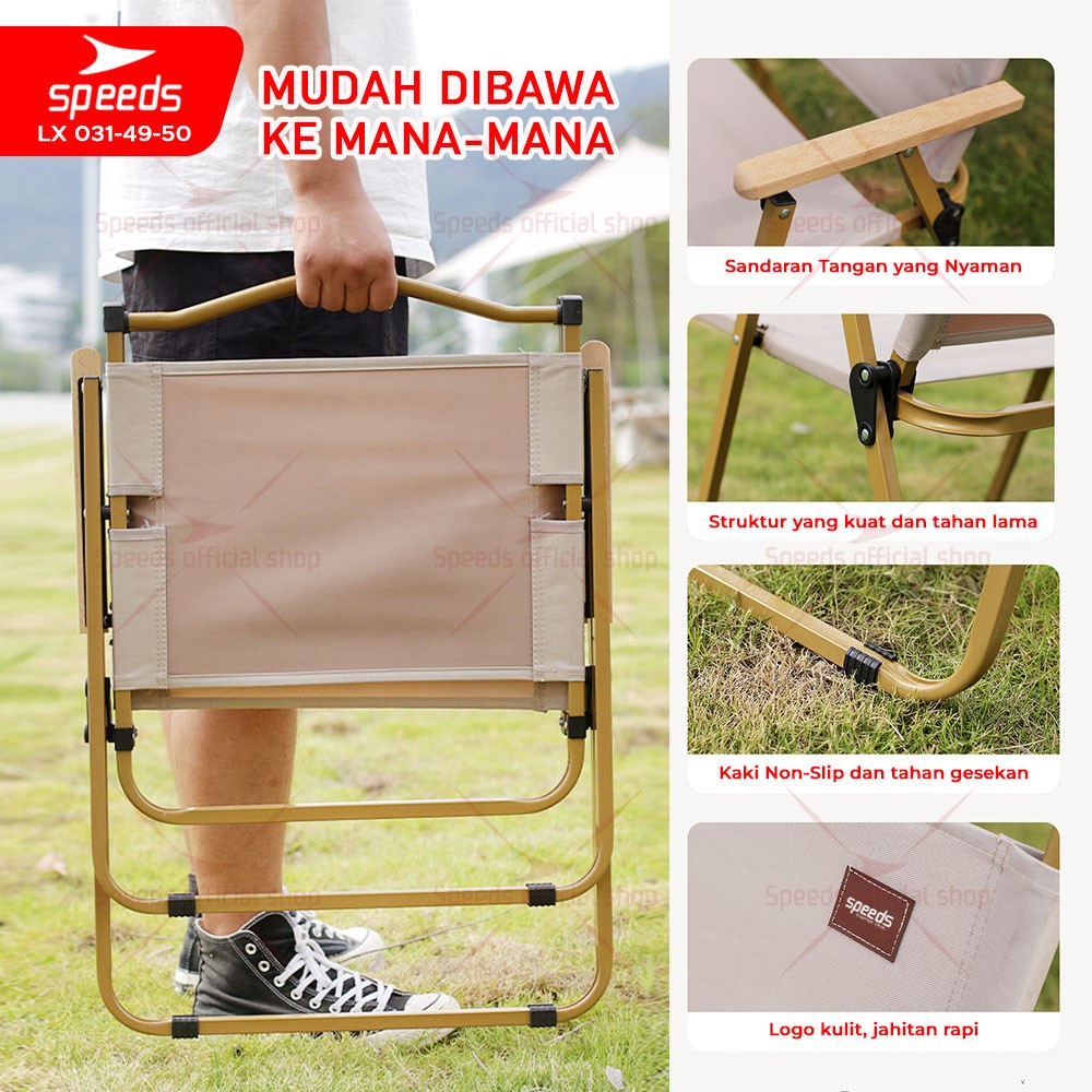 SPEEDS Kursi Lipat Camping Foldable Chair Mancing Aksesoris Tenda Piknik Rekreasi Outdoor 031-49