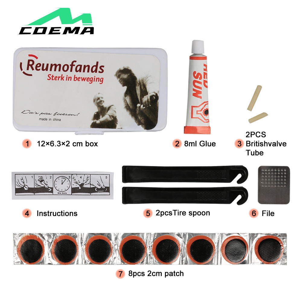 ღ Portable Sepeda Ban Perbaikan Kit Bersepeda Datar Ban Karet Patch Lem Serbaguna Darurat Ban Set gunung Sepeda Alat Perbaikan