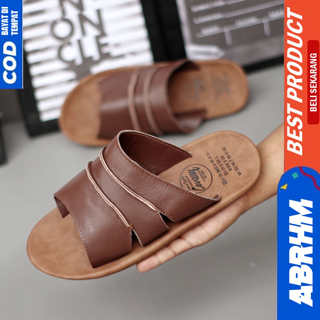 Sandal Slide Pria Kulit Asli Original Abrhm Polet