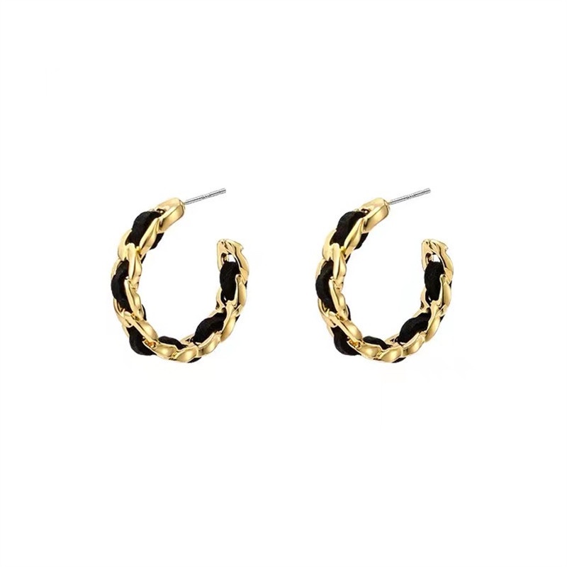 [COD Tangding] Indah C-shaped Twist Braided Chain Earrings Wanita Perempuan Sederhana Hoop Ear Studs Perhiasan Aksesoris