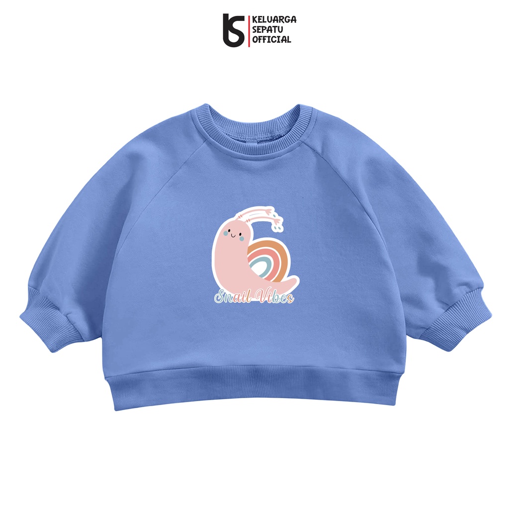 Sweater anak lucu sweater raglan anak sweater motif sablon snail karakter murah original sweater anak cewe cowo