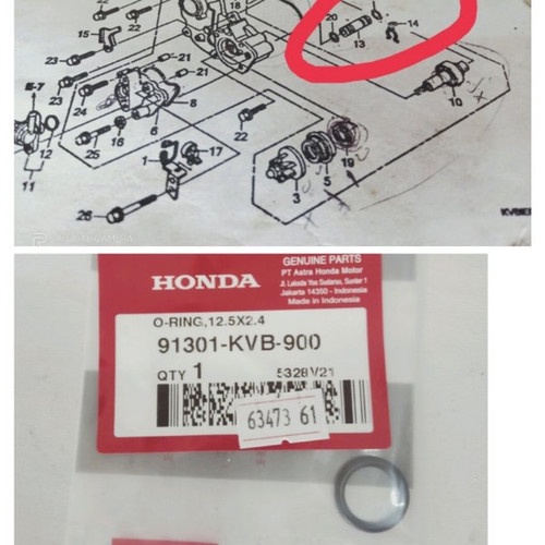 Oring Seal Sil Pipa Waterpump Waterpump Radiator Honda Vario 110 Karbu 91301KVB900