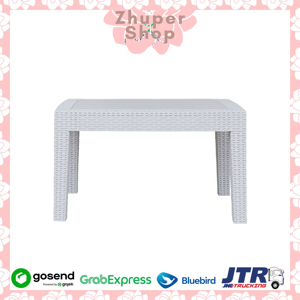 Meja Teras Panjang OST-R white Olymplast | Meja Serbaguna Putih | Meja Teras Plastik Putih