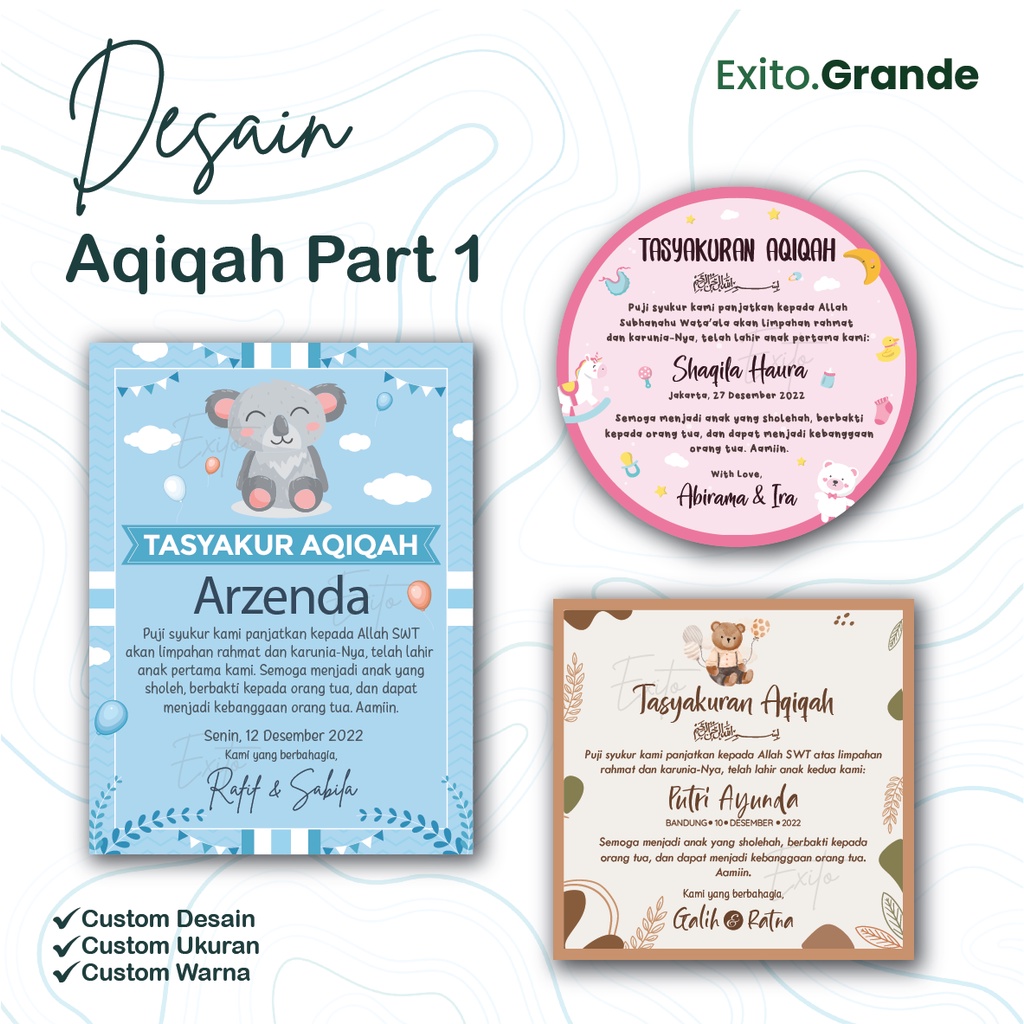 

Stiker dan Kartu Tasyakur Aqiqah / Kelahiran - Part 1