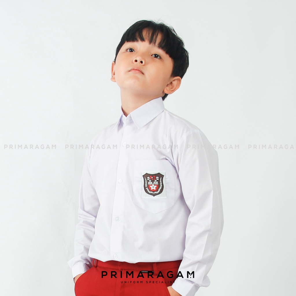 Primaragam Seragam Sekolah Sd Laki Laki Perempuan Lengan Panjang Baju Kemeja Putih Cewek Cowok
