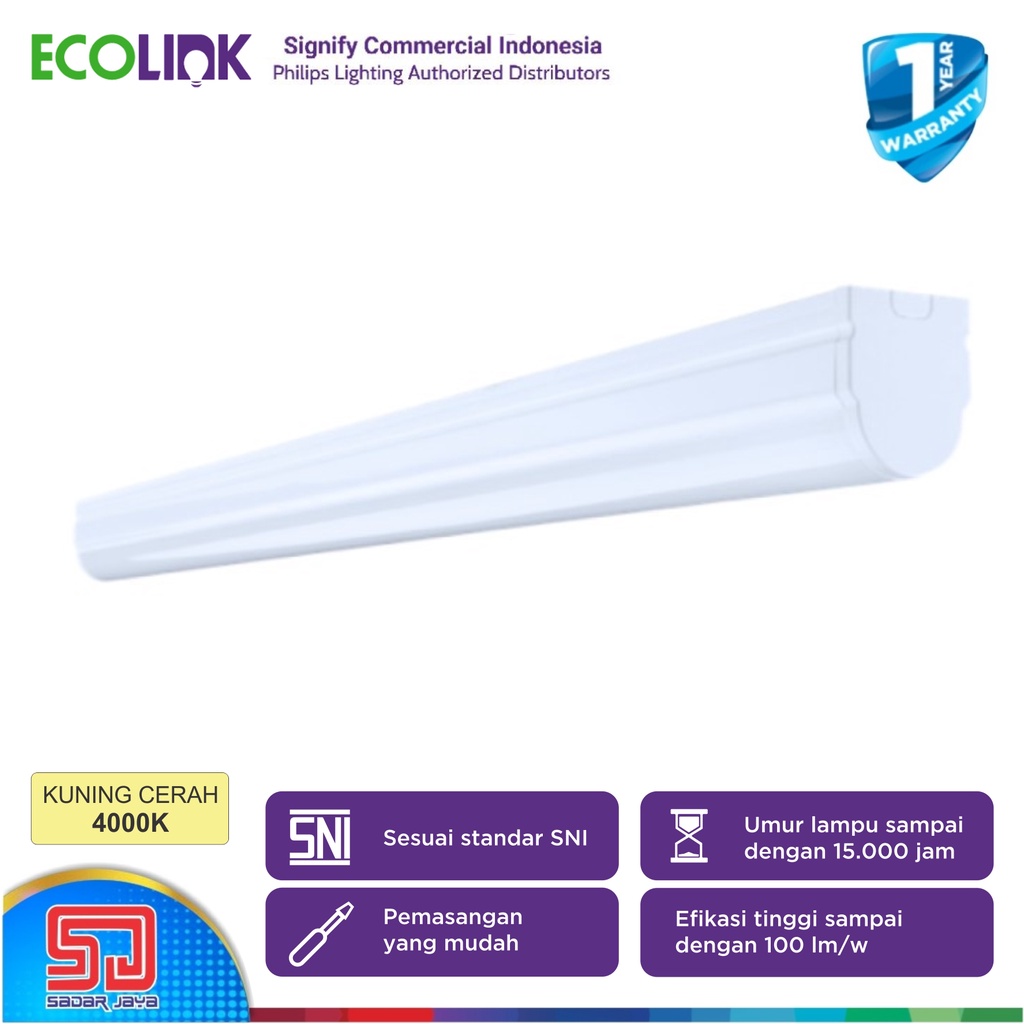 Ecolink T8 Batten 8 Watt LED Panjang 16 W Lampu Neon 8Watt 16 Watt