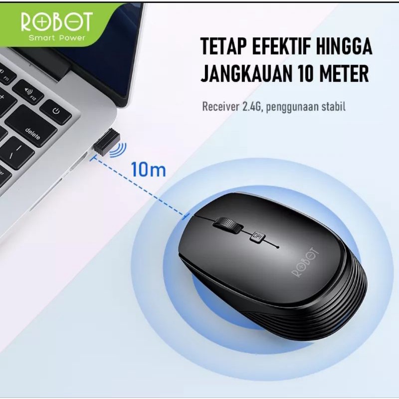 MOUSE WIRELESS ROBOT M205 1600DPI GARANSI 1 TAHUN