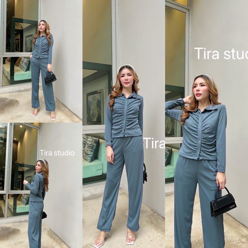 SETELAN PANJANG MOTIF KERUT BRAND TIRA STUDIO PREMIUM IMPORT BANGKOK CODE 33070